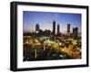 Buildings Lit Up at Sunset, Centennial Olympic Park, Atlanta, Georgia, USA-null-Framed Photographic Print