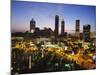 Buildings Lit Up at Sunset, Centennial Olympic Park, Atlanta, Georgia, USA-null-Mounted Photographic Print