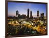 Buildings Lit Up at Sunset, Centennial Olympic Park, Atlanta, Georgia, USA-null-Framed Photographic Print