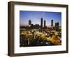 Buildings Lit Up at Sunset, Centennial Olympic Park, Atlanta, Georgia, USA-null-Framed Photographic Print