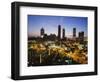 Buildings Lit Up at Sunset, Centennial Olympic Park, Atlanta, Georgia, USA-null-Framed Photographic Print