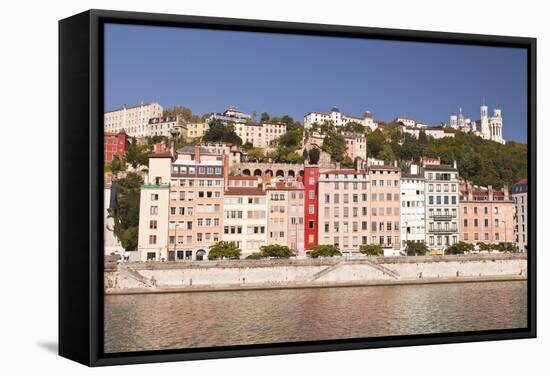 Buildings of Old Lyon and the River Saone, Lyon, Rhone, Rhone-Alpes, France, Europe-Julian Elliott-Framed Stretched Canvas