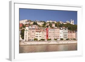 Buildings of Old Lyon and the River Saone, Lyon, Rhone, Rhone-Alpes, France, Europe-Julian Elliott-Framed Photographic Print