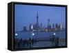 Buildings of Pudong from the Huangpu River, Pudong District, Shanghai, China-Walter Bibikow-Framed Stretched Canvas