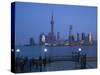 Buildings of Pudong from the Huangpu River, Pudong District, Shanghai, China-Walter Bibikow-Stretched Canvas