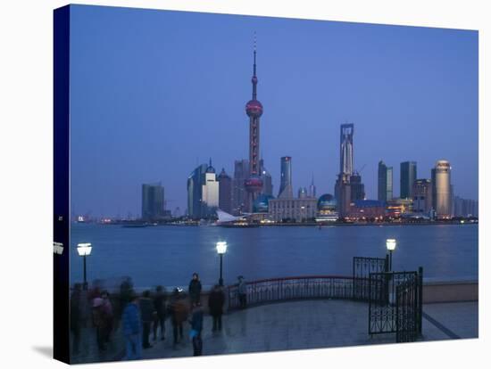 Buildings of Pudong from the Huangpu River, Pudong District, Shanghai, China-Walter Bibikow-Stretched Canvas