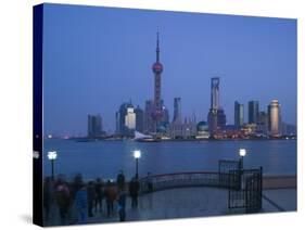 Buildings of Pudong from the Huangpu River, Pudong District, Shanghai, China-Walter Bibikow-Stretched Canvas