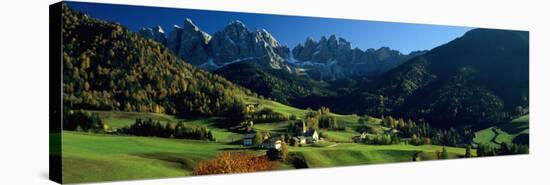 Buildings on a Landscape, Dolomites, Funes Valley, le Odle, Santa Maddalena, Tyrol, Italy-null-Stretched Canvas