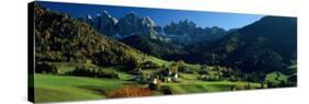 Buildings on a Landscape, Dolomites, Funes Valley, le Odle, Santa Maddalena, Tyrol, Italy-null-Stretched Canvas