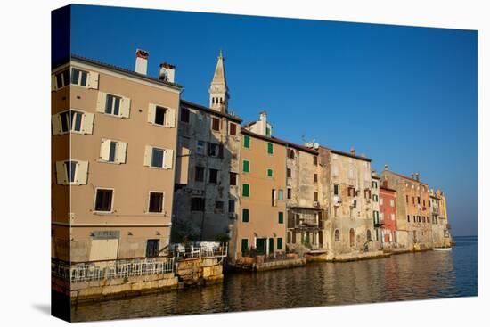 Buildings on the waterfront and Tower of Church of St. Euphemia behind, Old Town, Rovinj, Croatia-Richard Maschmeyer-Stretched Canvas