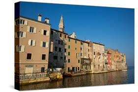 Buildings on the waterfront and Tower of Church of St. Euphemia behind, Old Town, Rovinj, Croatia-Richard Maschmeyer-Stretched Canvas