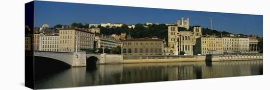 Buildings on the Waterfront, Saone River, Lyon, France-null-Stretched Canvas