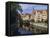 Buildings Overlooking the Neckar River at Tubingen, Baden Wurttemberg, Germany, Europe-Nigel Blythe-Framed Stretched Canvas