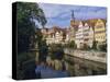 Buildings Overlooking the Neckar River at Tubingen, Baden Wurttemberg, Germany, Europe-Nigel Blythe-Stretched Canvas