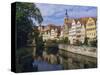 Buildings Overlooking the Neckar River at Tubingen, Baden Wurttemberg, Germany, Europe-Nigel Blythe-Stretched Canvas