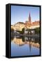 Buildings Reflected in the River Ill, Strasbourg, Bas-Rhin, Alsace, France, Europe-Julian Elliott-Framed Stretched Canvas