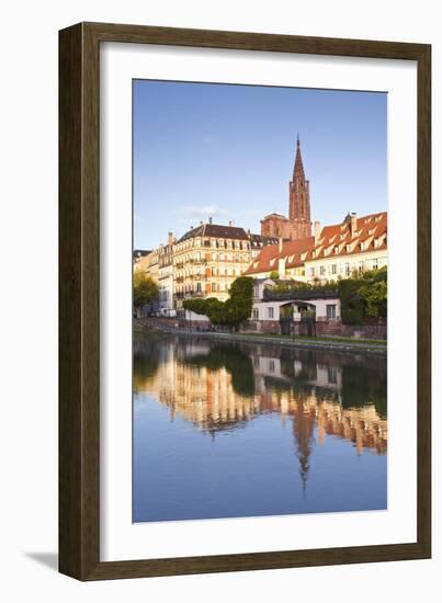 Buildings Reflected in the River Ill, Strasbourg, Bas-Rhin, Alsace, France, Europe-Julian Elliott-Framed Photographic Print