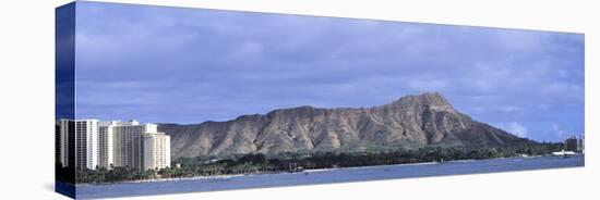 Buildings with Mountain Range in the Background, Diamond Head, Honolulu, Oahu, Hawaii, USA-null-Stretched Canvas