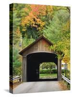 Built in 1837, Coombs Covered Bridge, Ashuelot River in Winchester, New Hampshire, USA-Jerry & Marcy Monkman-Stretched Canvas