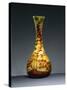 Bulb Vase with Long Neck and Three-Lobed Opening with Engraved Motifs of Brown and Green Branches-null-Stretched Canvas