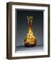 Bulb Vase with Long Neck and Three-Lobed Opening with Engraved Motifs of Brown and Green Branches-null-Framed Giclee Print