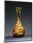 Bulb Vase with Long Neck and Three-Lobed Opening with Engraved Motifs of Brown and Green Branches-null-Mounted Giclee Print