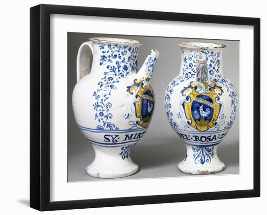 Bulbous Jars Decorated with Blue-null-Framed Giclee Print