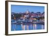 Bulgaria, Black Sea Coast, Nesebar, Waterfront View of Town, Dusk-Walter Bibikow-Framed Photographic Print