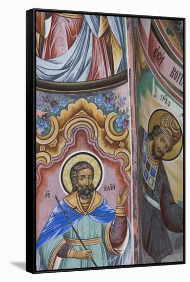 Bulgaria, Rila, Rila Monastery, Wall Frescoes, Saint Elias-Walter Bibikow-Framed Stretched Canvas