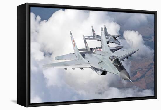 Bulgarian and Polish Air Force Mig-29S Planes Flying over Bulgaria-Stocktrek Images-Framed Stretched Canvas