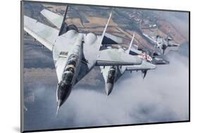 Bulgarian and Polish Air Force Mig-29S Planes Flying over Bulgaria-Stocktrek Images-Mounted Photographic Print