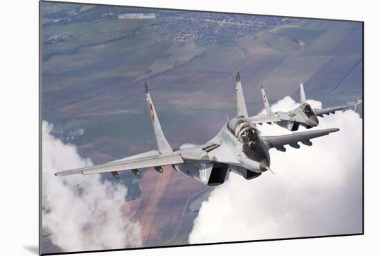 Bulgarian and Polish Air Force Mig-29S Planes Flying over Bulgaria-Stocktrek Images-Mounted Photographic Print