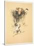 Bull and Dog in Field (Colour Litho)-Cecil Aldin-Stretched Canvas