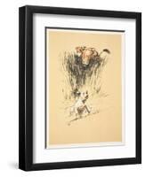 Bull and Dog in Field (Colour Litho)-Cecil Aldin-Framed Premium Giclee Print