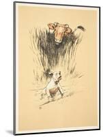 Bull and Dog in Field (Colour Litho)-Cecil Aldin-Mounted Premium Giclee Print