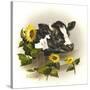 Bull and Sunflowers-Peggy Harris-Stretched Canvas