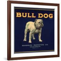 Bull Dog Head - California - Citrus Crate Label-Lantern Press-Framed Art Print