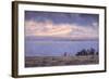Bull Elk and Misty Yellowstone Lake-Vincent James-Framed Photographic Print