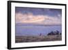 Bull Elk and Misty Yellowstone Lake-Vincent James-Framed Photographic Print