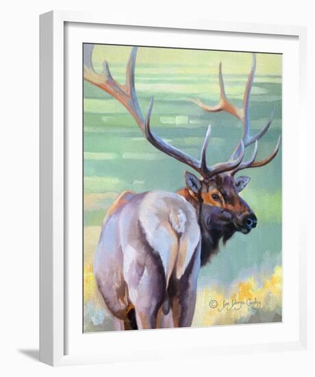 Bull Elk and Shadowy Sage-Joni Johnson-Godsy-Framed Giclee Print