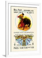 Bull Fight-Matamoros, Mexico-Curt Teich & Company-Framed Art Print