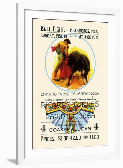 Bull Fight-Matamoros, Mexico-Curt Teich & Company-Framed Art Print