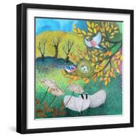 Bull finches, 2021 (acrylics on canvas)-Lisa Graa Jensen-Framed Giclee Print