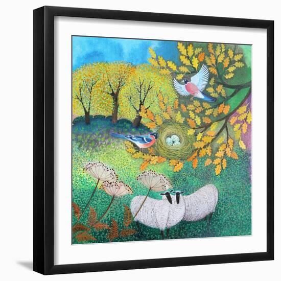 Bull finches, 2021 (acrylics on canvas)-Lisa Graa Jensen-Framed Giclee Print