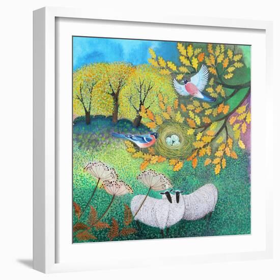 Bull finches, 2021 (acrylics on canvas)-Lisa Graa Jensen-Framed Giclee Print