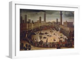 Bull Hunting in Piazza Del Campo in 1546, Circa 1585-Vincenzo Rustici-Framed Giclee Print