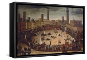 Bull Hunting in Piazza Del Campo in 1546, Circa 1585-Vincenzo Rustici-Framed Stretched Canvas