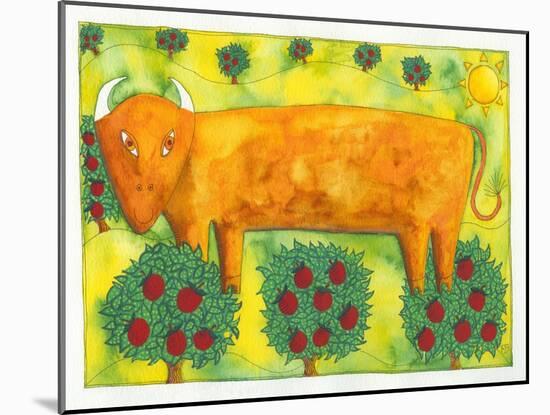 Bull in Field, 1992-Julie Nicholls-Mounted Giclee Print