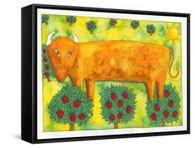 Bull in Field, 1992-Julie Nicholls-Framed Stretched Canvas