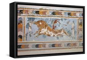 Bull-leaping' fresco from Knossos. Artist: Unknown-Unknown-Framed Stretched Canvas